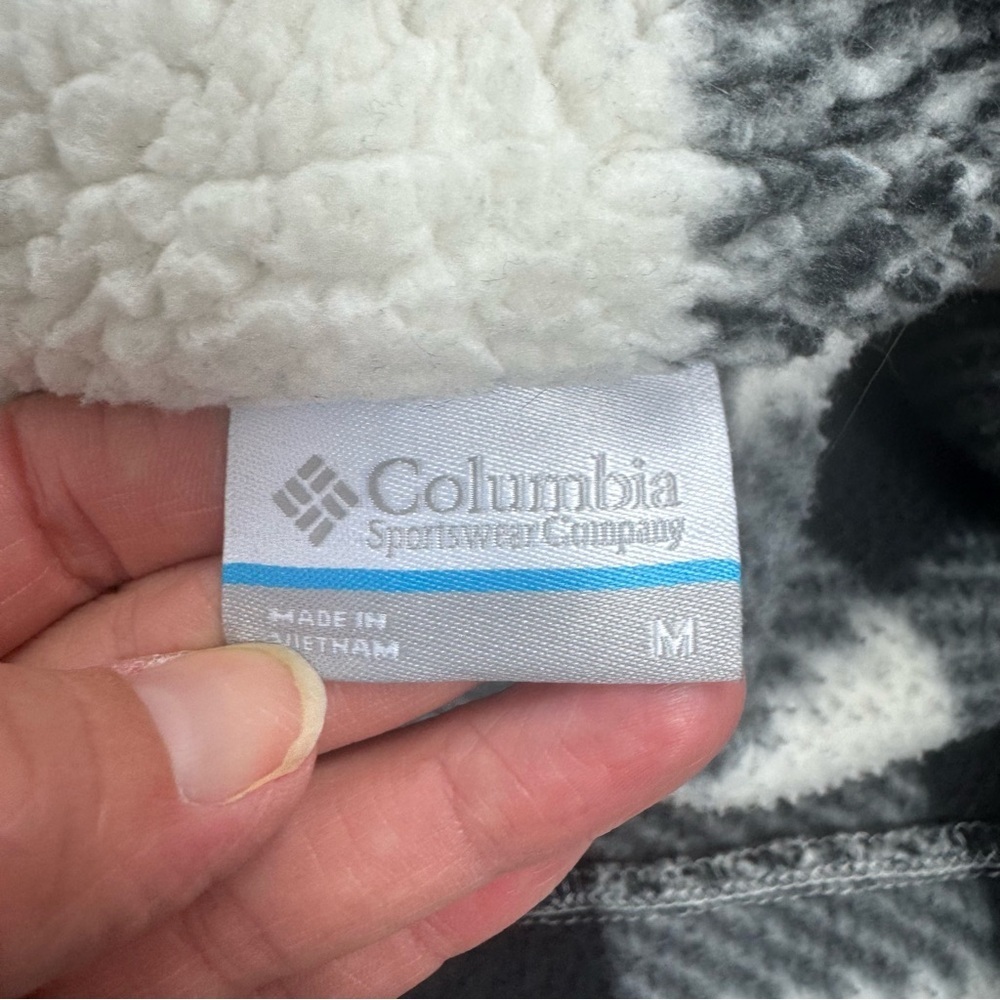 Columbia West Bend Sherpa Jacket Women’s Medium Black & White Check Sherpa Cozy - Picture 8 of 10